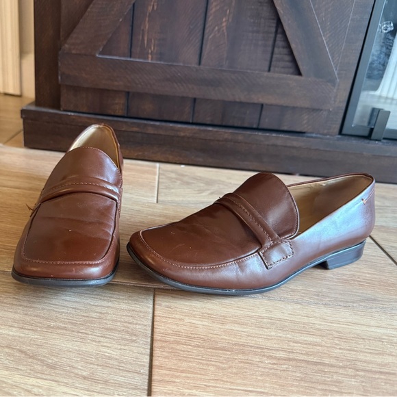 Franco Sarto Classic Brown Leather Loafers - Picture 1 of 8